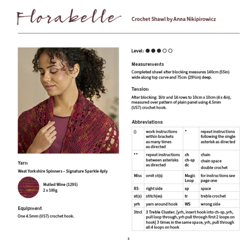 Florabelle Crochet Shawl in West Yorkshire Spinners Signature Sparkle 4ply - Image 2