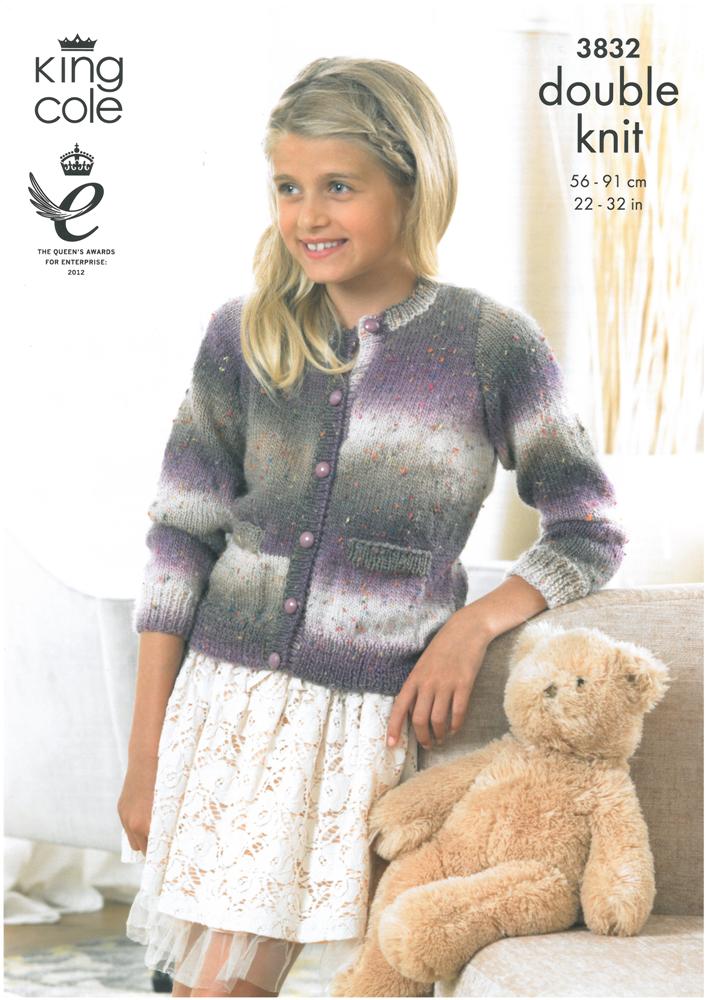Girls Cardigan and Sweater in King Cole Country Tweed Dk