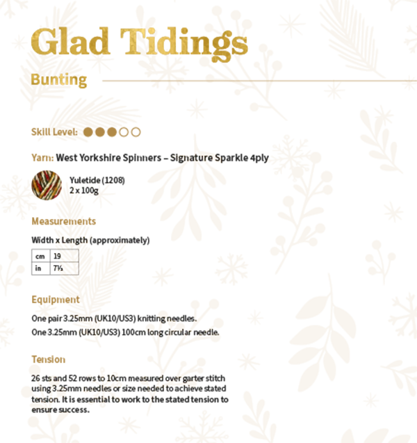 Glad Tidings Bunting in West Yorkshire Spinners Signature Sparkle 4ply - Digital Version DPB0317 - Image 2