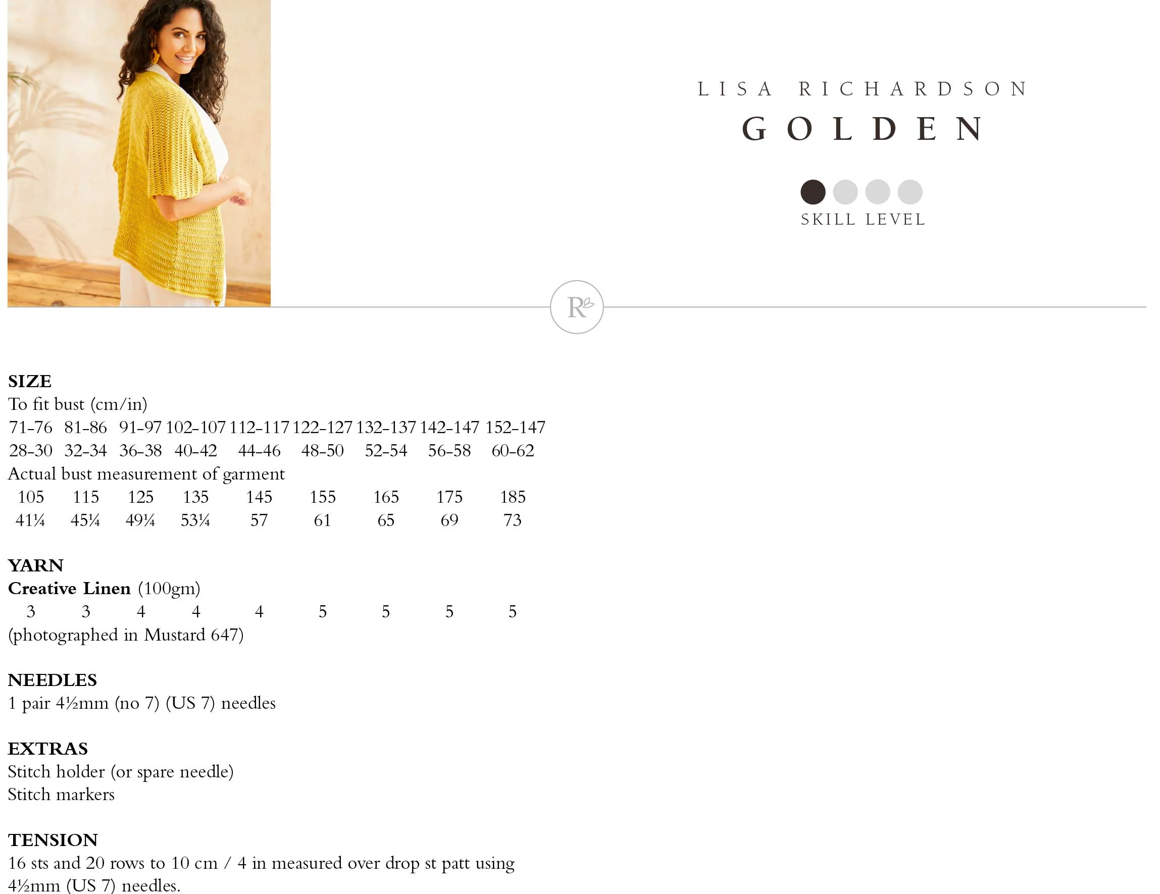 Golden Cardigan in Rowan Creative Linen - Digital Version - Image 2