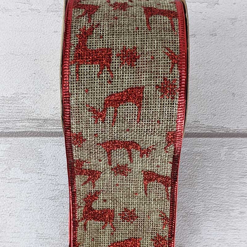 Groves Wire Edge Christmas Ribbon: 2.7m x 63mm - Image 2