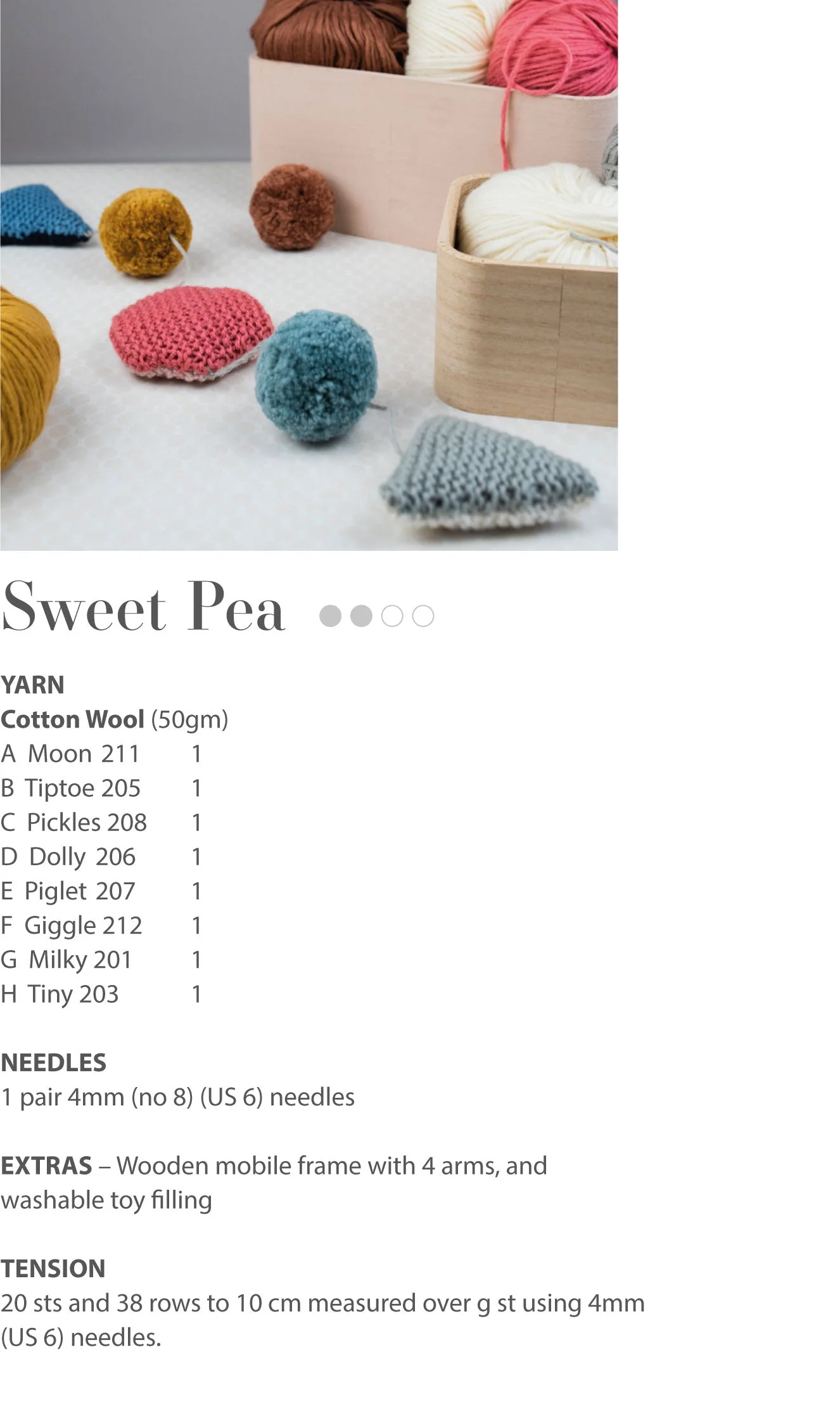 Sweet Pea Hanging Mobile in Rowan Cotton Wool - Digital Version - Image 2