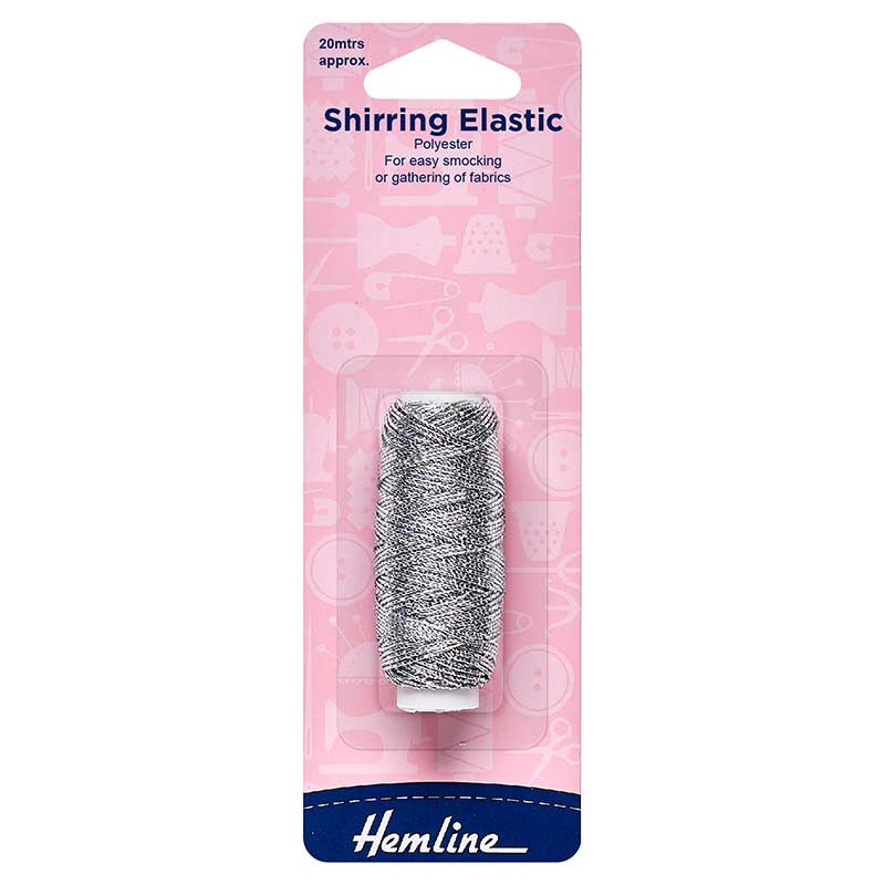 Hemline Shirring Elastic - 20m x 0.75mm Silver - Image 2