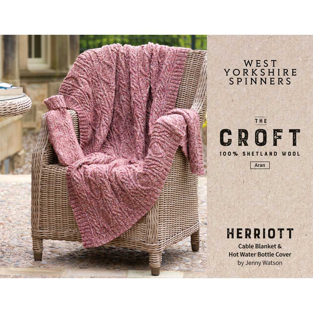 Herriott Blanket and Hot Water Bottle Cover in West Yorkshire Spinners The Croft Aran by Jenny Watson - Digital Pattern DPB0245