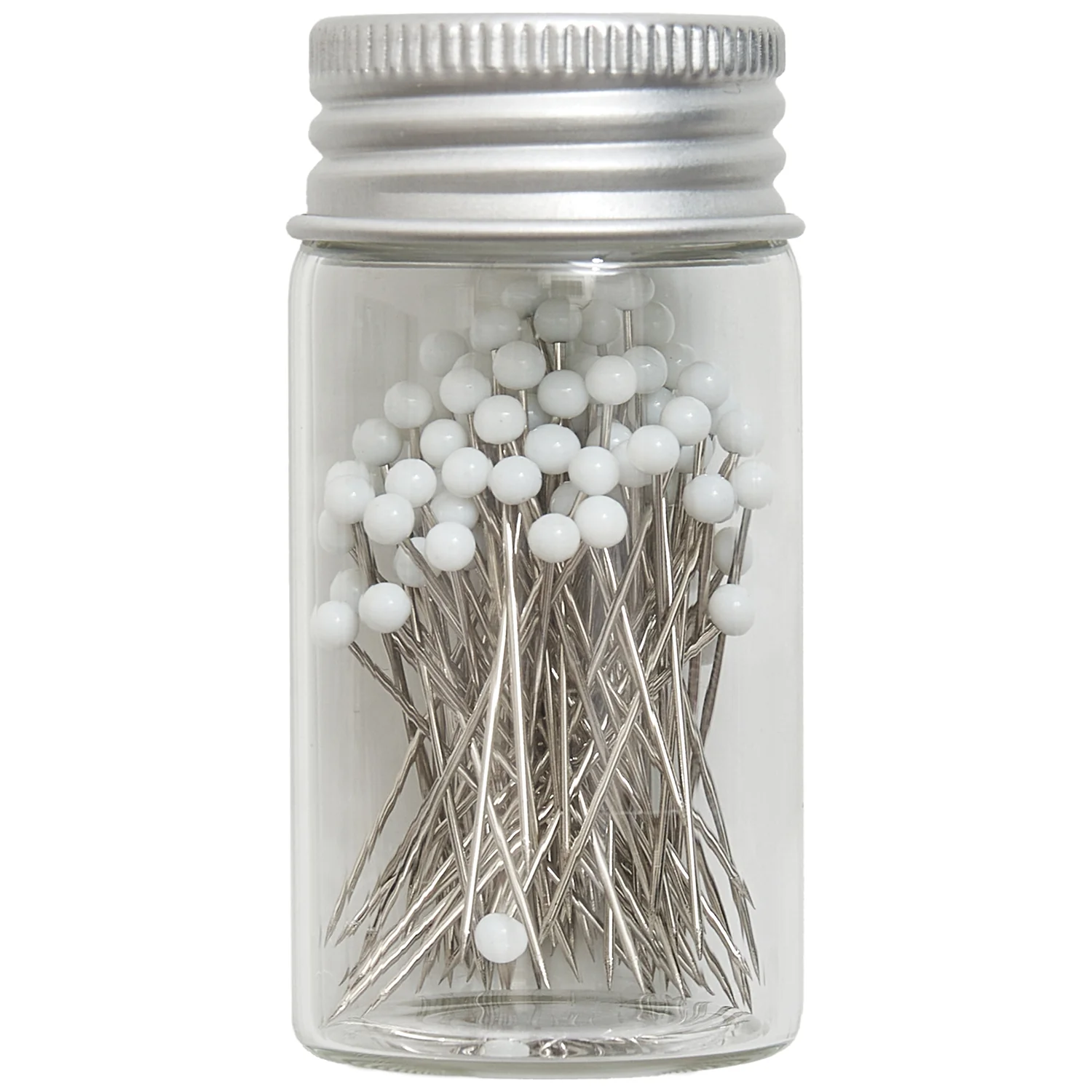 Hobby Gift Glass Head Pins In Jar 95 Pieces - Woodblock Floral