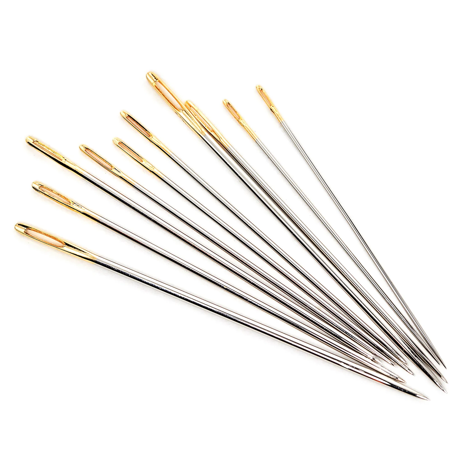 Hobby Gift Gold Eye Embroidery Needles Sizes 3-9 10 Pieces - Woodblock Floral - Image 3