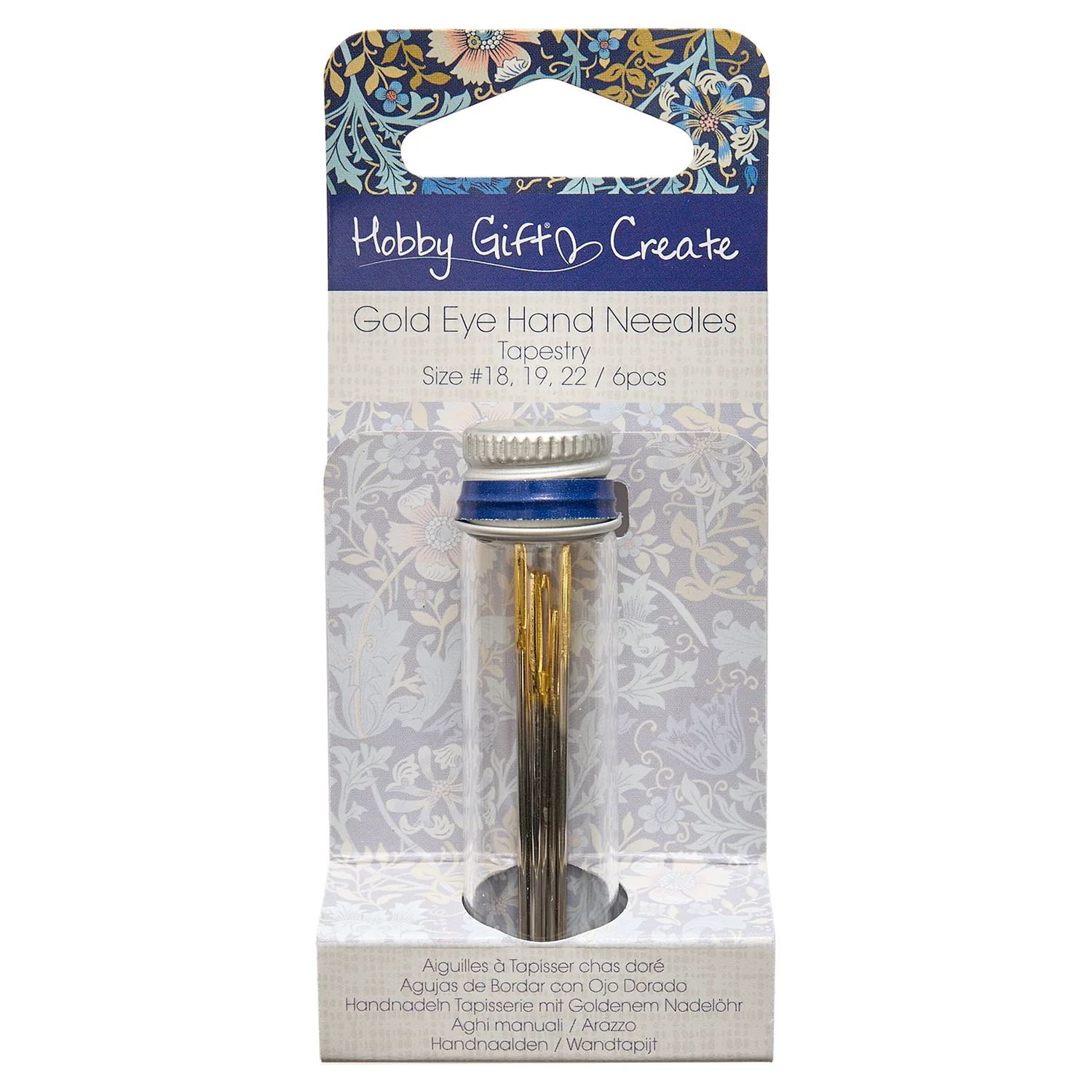 Hobby Gift Gold Eye Tapestry Needles Sizes 18-22 6 Pieces - Woodblock Floral - Image 3