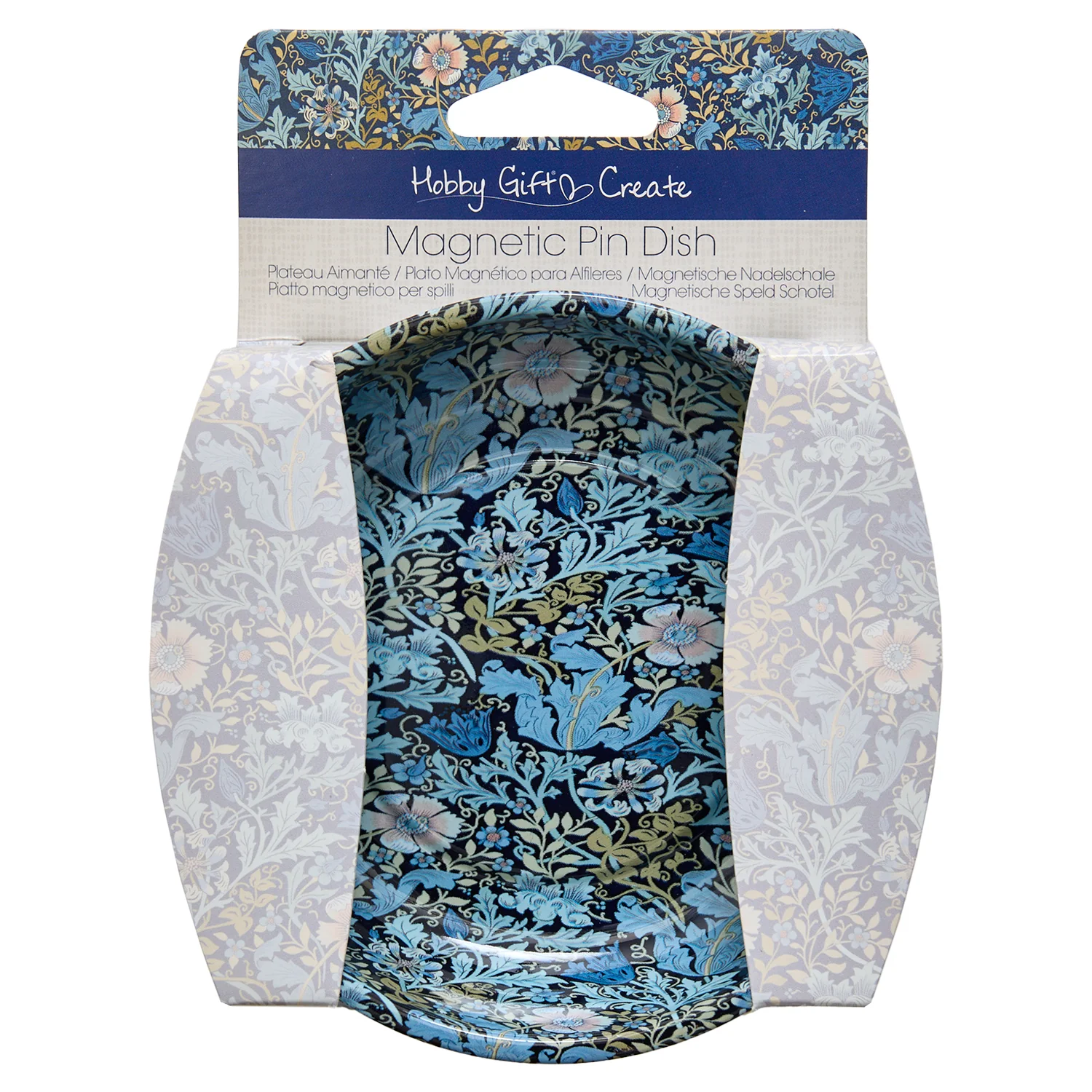 Hobby Gift Magnetic Pin Dish 11Cm/4.3" - Woodblock Floral