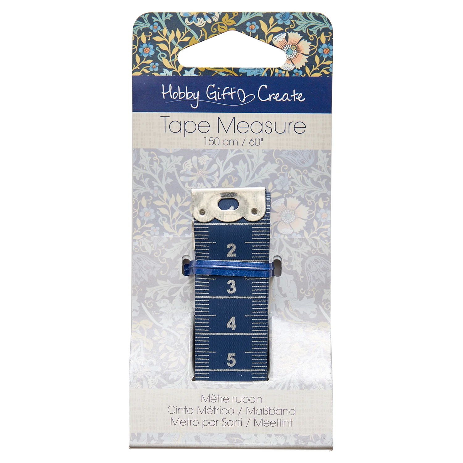 Hobby Gift Tape Measure 150Cm/60" - Woodblock Floral - Image 2