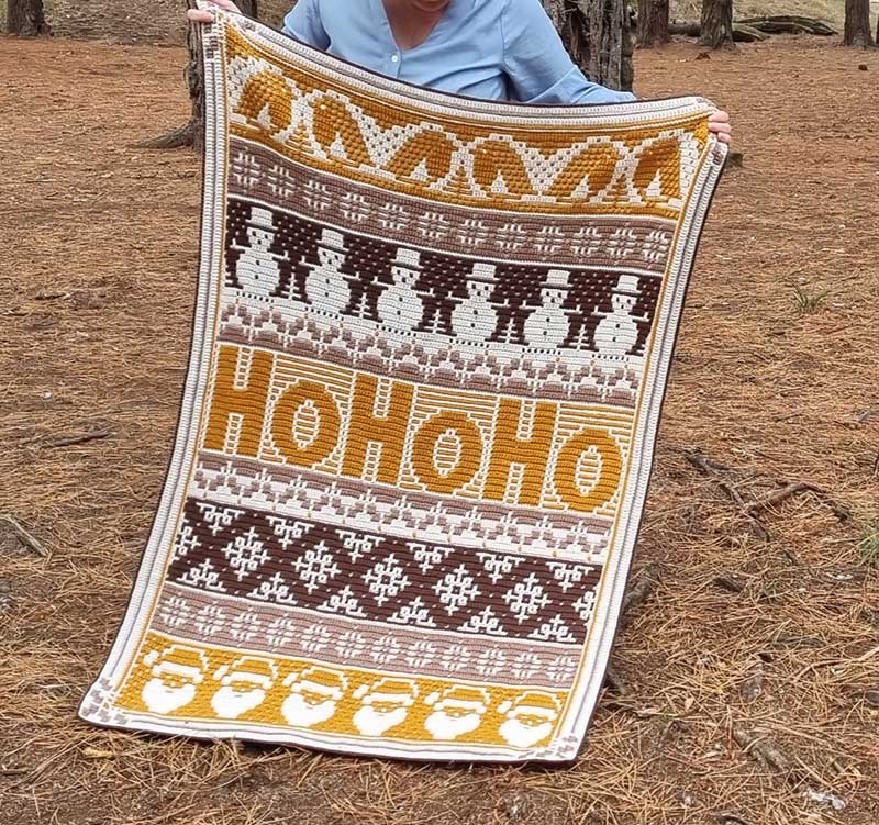 HoHoHo Blanket CAL - Sepia in Stylecraft Special Dk - by Rosina Plane