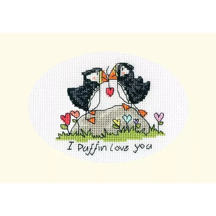 I Puffin Love You- Bothy Threads Greeting Card Cross Stitch Kit