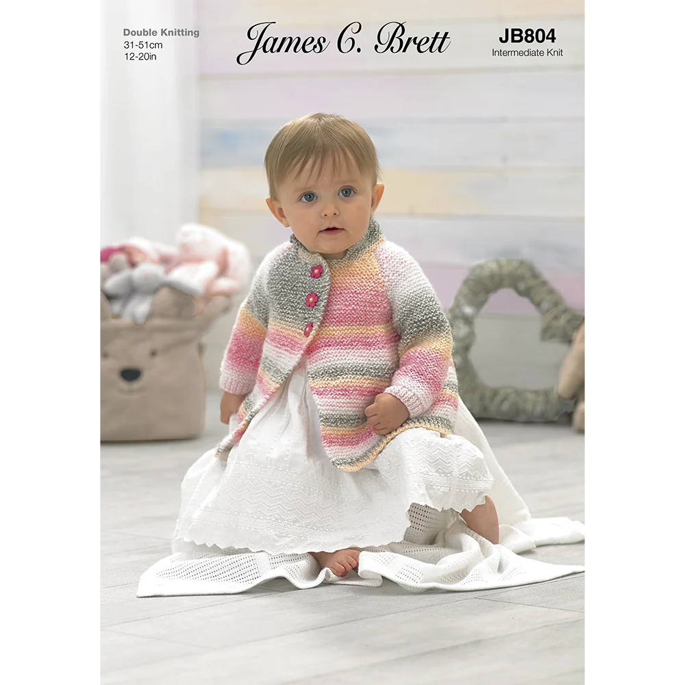 Jacket Cardigan and Hat in James C Brett Baby Marble Dk