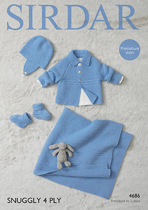 Jacket, Helmet, Bootees & Blanket in Sirdar Snuggly 4ply
