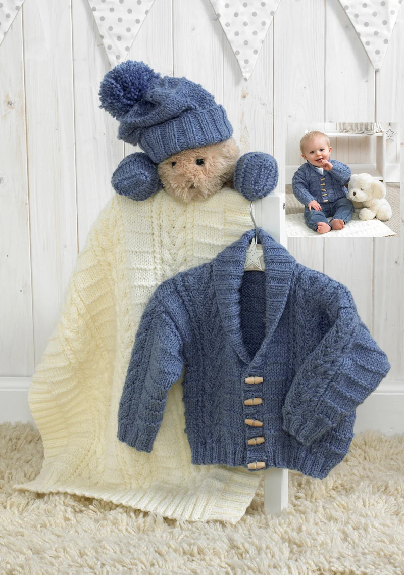Jacket, Scarf, Hat, Mittens and Blanket in Stylecraft Special for Babies Aran