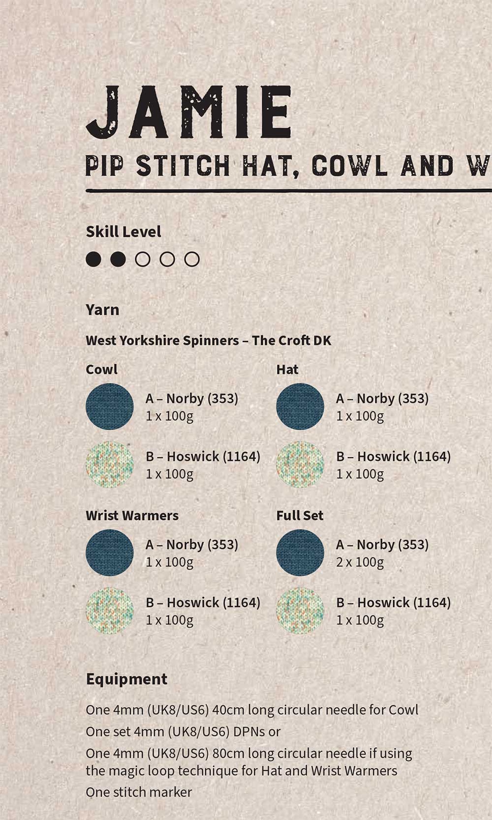 Jamie Pipstitch Hat, Cowl and Wrist Warmers in West Yorkshire Spinners The Croft Aran - Image 2