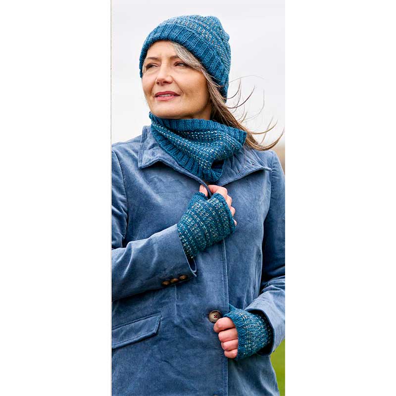 Jamie Pipstitch Hat, Cowl and Wrist Warmers in West Yorkshire Spinners The Croft Aran - Image 4