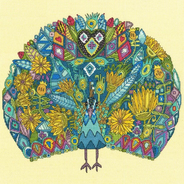 Jewelled Peacock Cross Stitch Kit