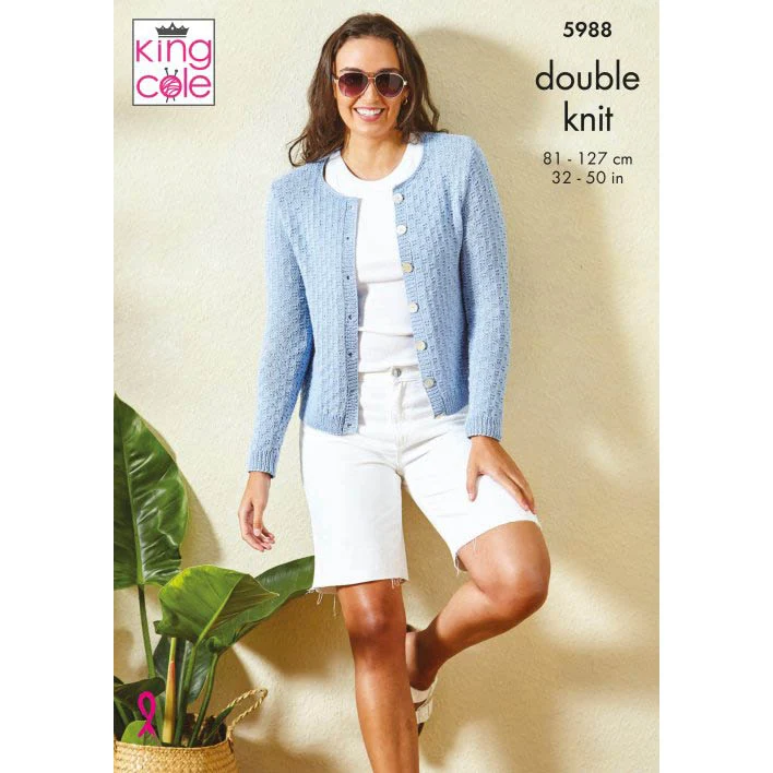 Ladies Cardigan and Top Knitted in King Cole Linendale DK