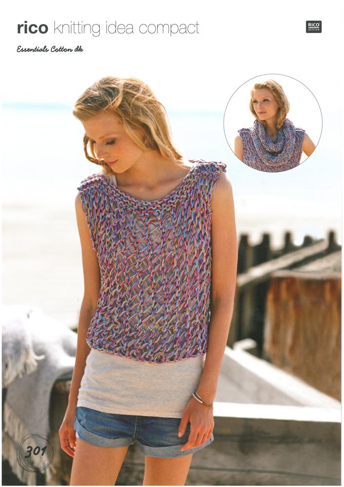 Ladies Lacy Top knitted in Rico Essentials Cotton DK (301)