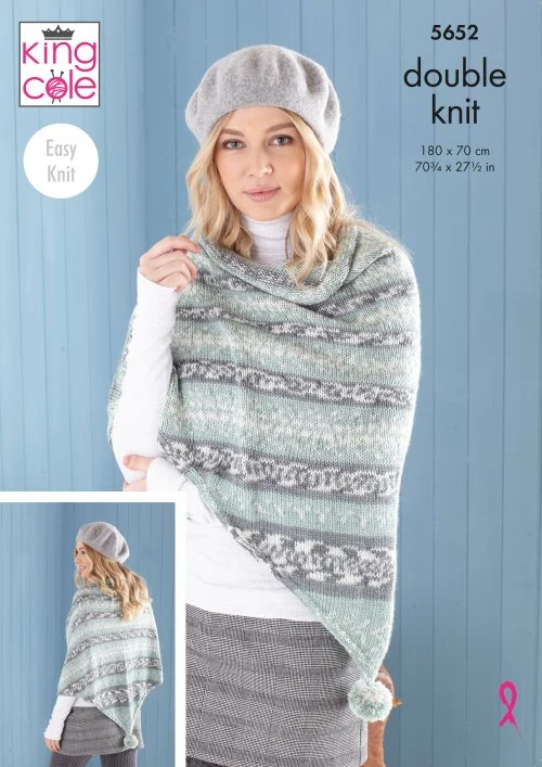 Ladies Poncho Snood and Shawl in King Cole Fjord Dk