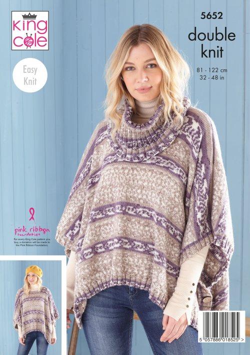 Ladies Poncho Snood and Shawl in King Cole Fjord Dk - Image 2