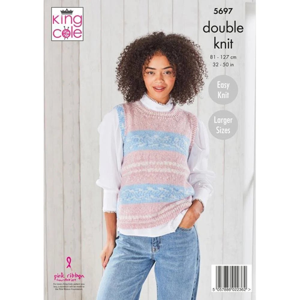 Ladies Round and V Neck Tank Tops in King Cole Fjord Dk - Image 2