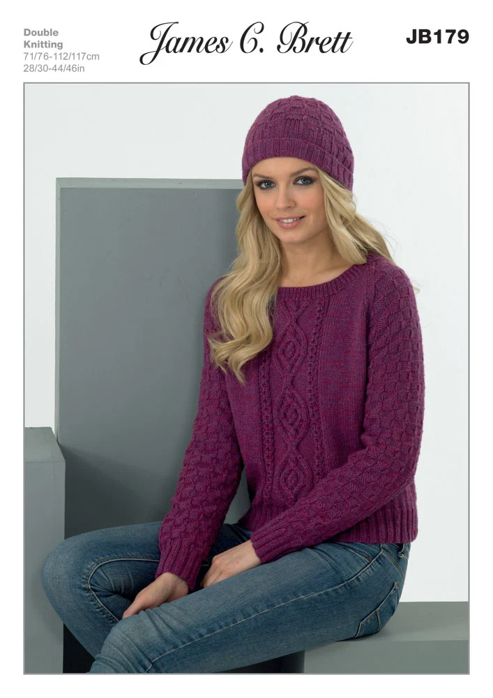 Ladies Sweater and Hat in James C Brett DK with Merino