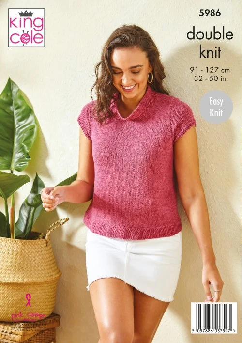 Ladies Tops Knitted in King Cole Linendale DK - Digital Version 5986 - Image 3