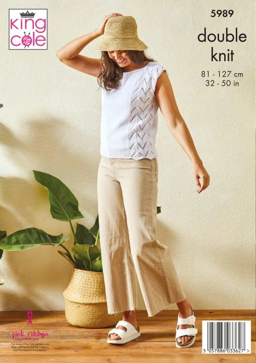 Ladies Tops Knitted in King Cole Linendale DK - Image 3