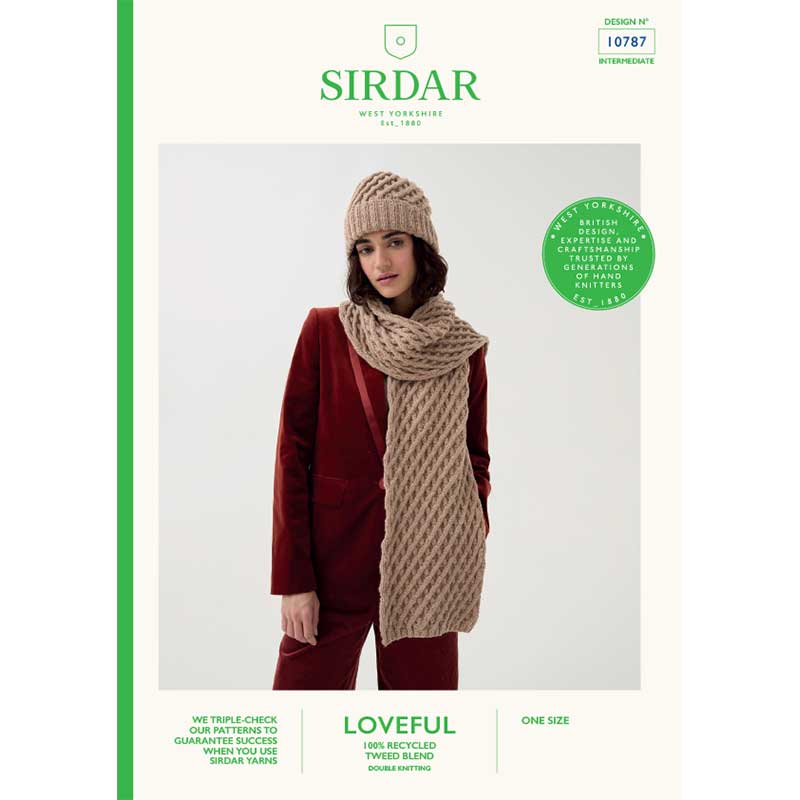 Lattice Scarf & Hat in Sirdar Loveful Tweed Dk 100% Recycled