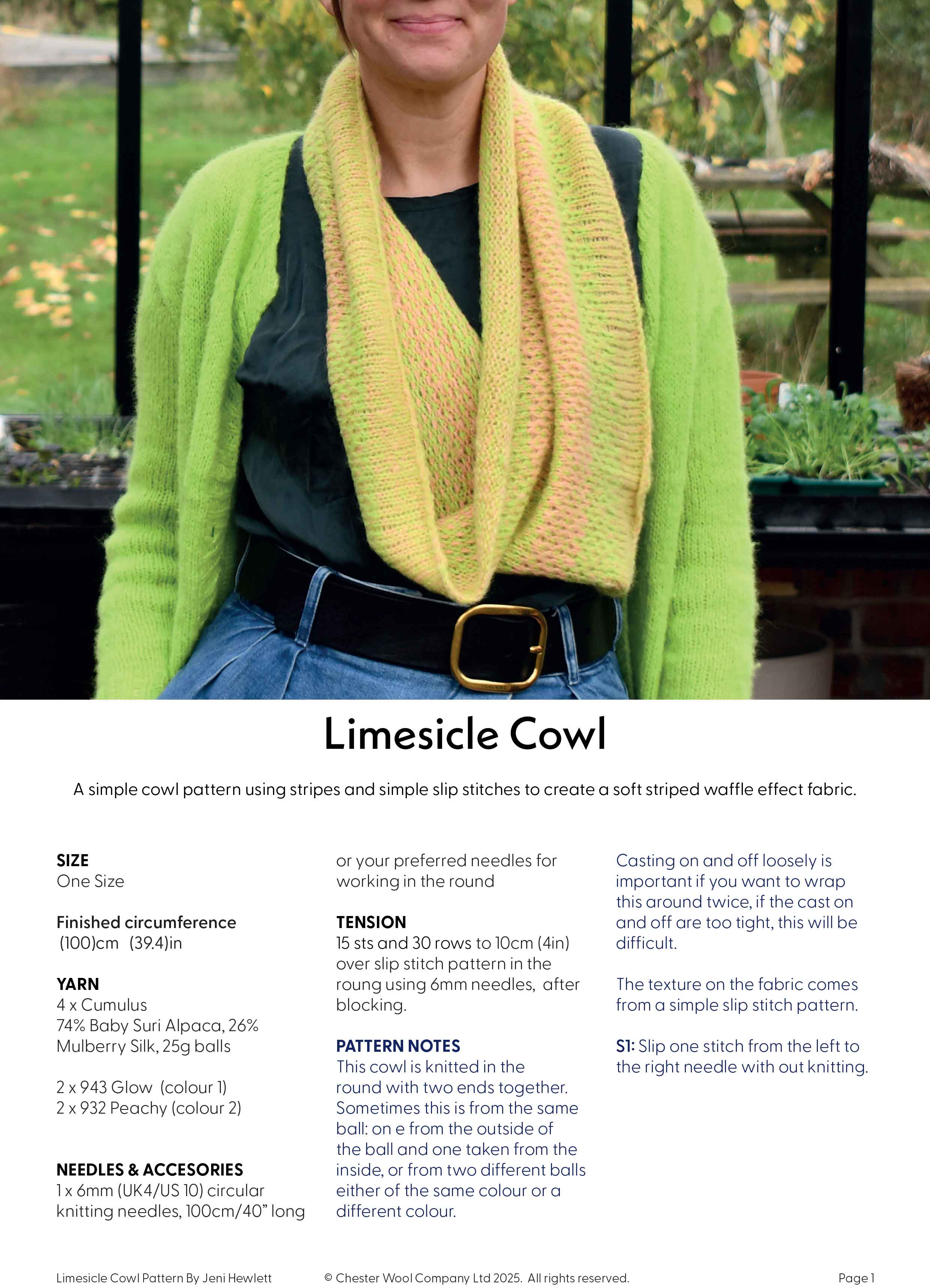 Limesicle Cowl in Fyberspates Cumulus - Digital Pattern - Image 2