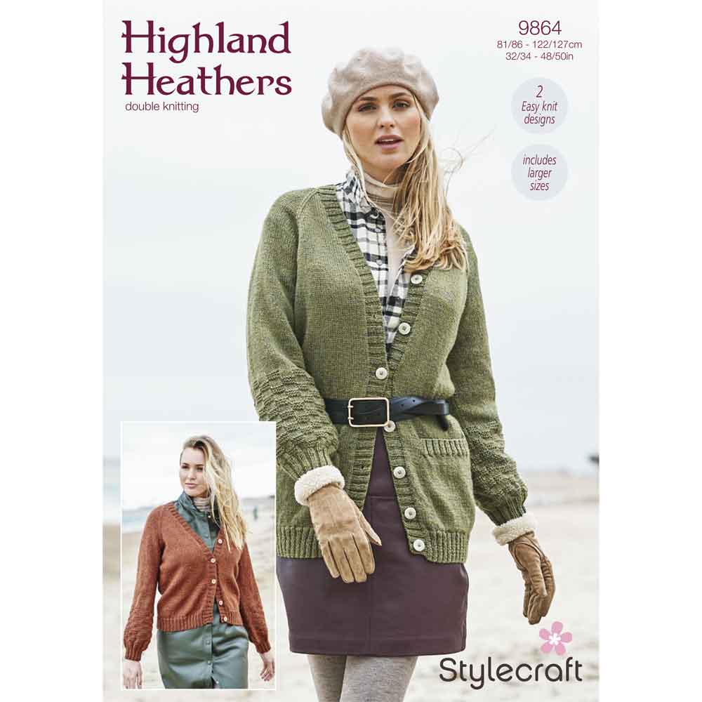 Long Cardigan with Pockets and Short version in Stylecraft Highland Heathers Dk