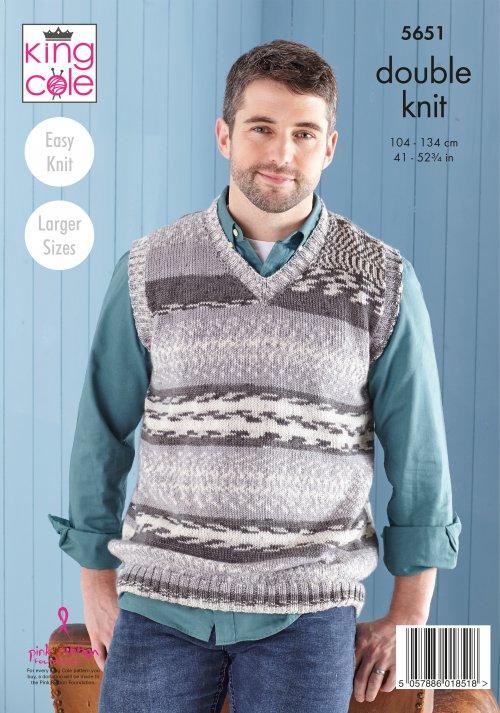 Mens Sweater and Tank Top in King Cole Fjord Dk - Image 2