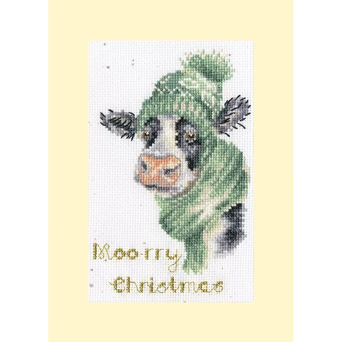 Moo-rry Christmas - Bothy Threads Christmas Card Cross Stitch Kit