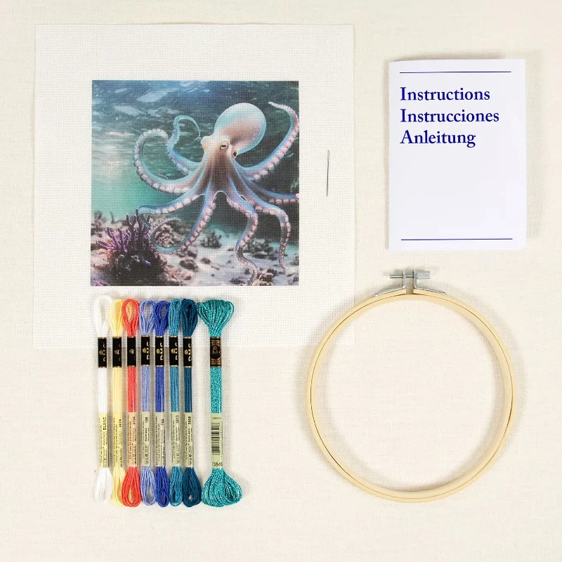 Octopus- DMC Cross Stitch Kit - Image 2