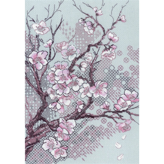 Plum Blossom - Riolis Blackwork Cross Stitch Kit