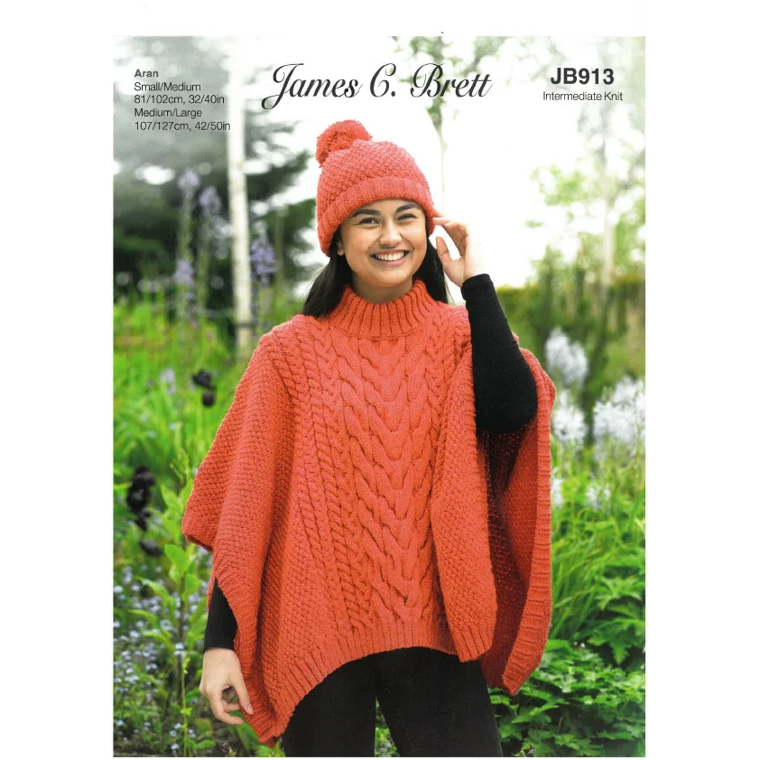 Poncho & Hat in James C Brett Croftland Aran