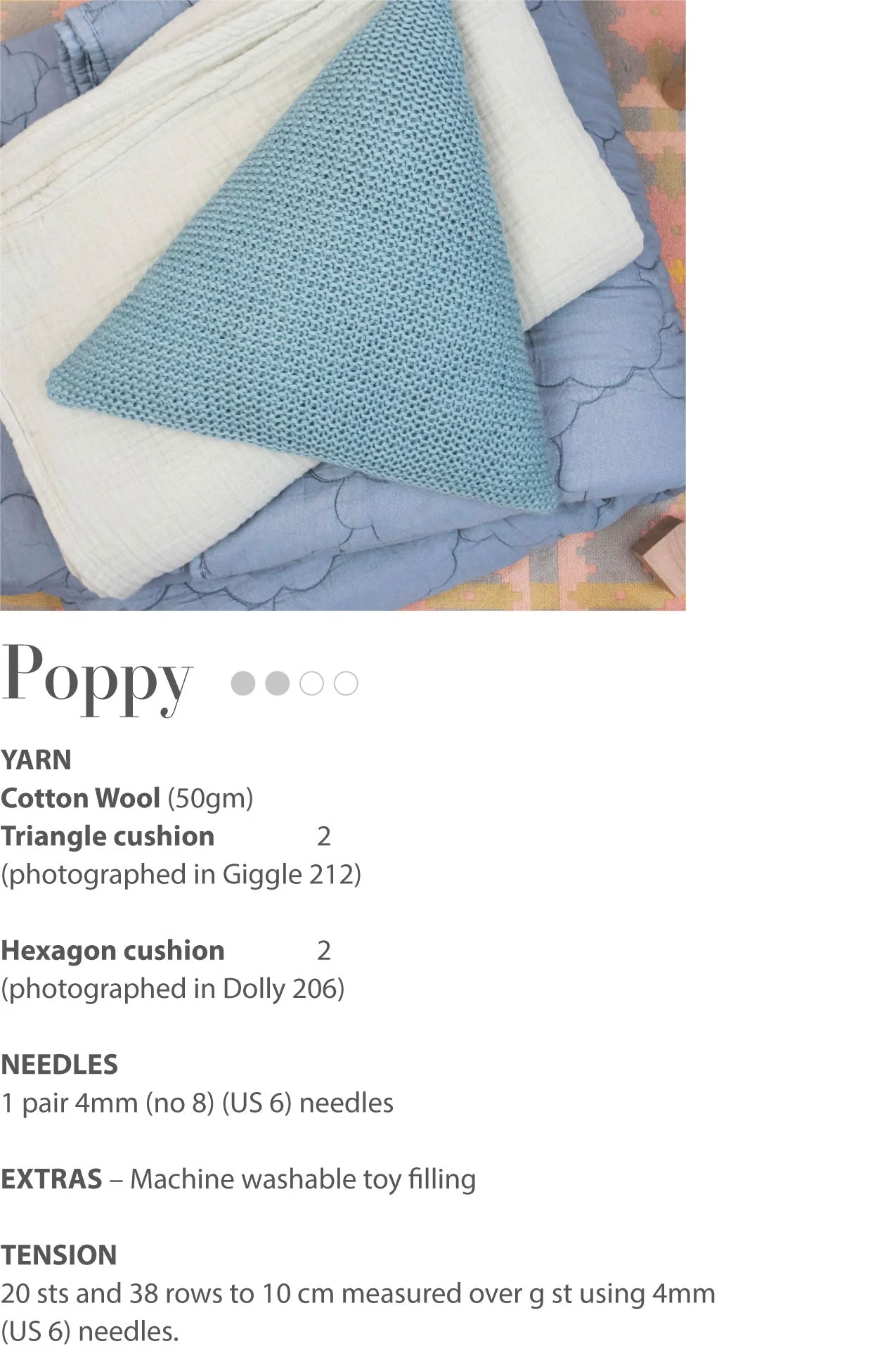 Poppy Triangle Cushion in Rowan Cotton Wool - Digital Version - Image 2
