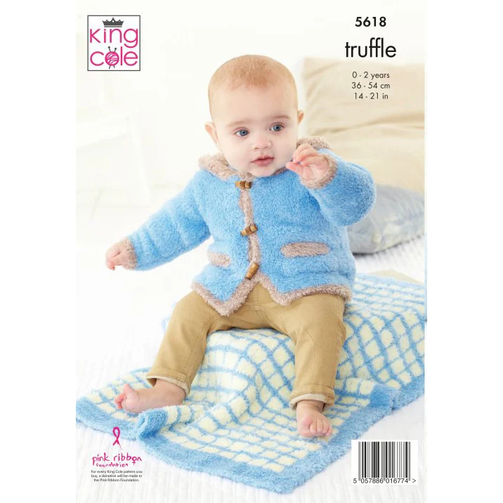 Pram Blanket, Jacket, Gilet & Hat Knitted in King Cole Truffle - Image 3