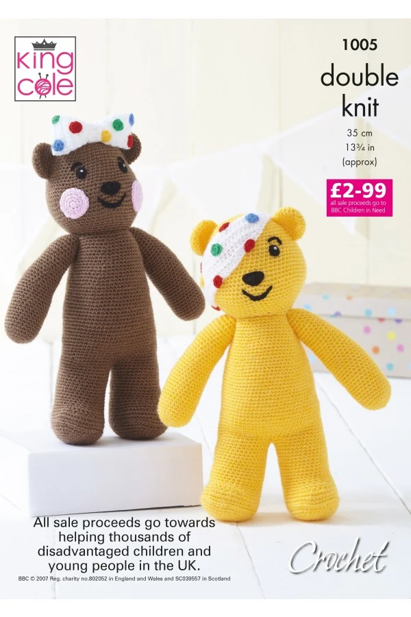 Pudsey Bear Crocheted with DK - £2.99 donated to Children in Need
