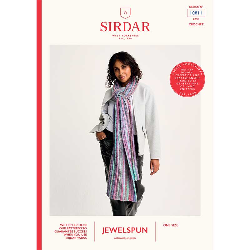 Rich Seam Crochet Scarf in Sirdar Jewelspun Chunky With Wool - Digital Version 10811