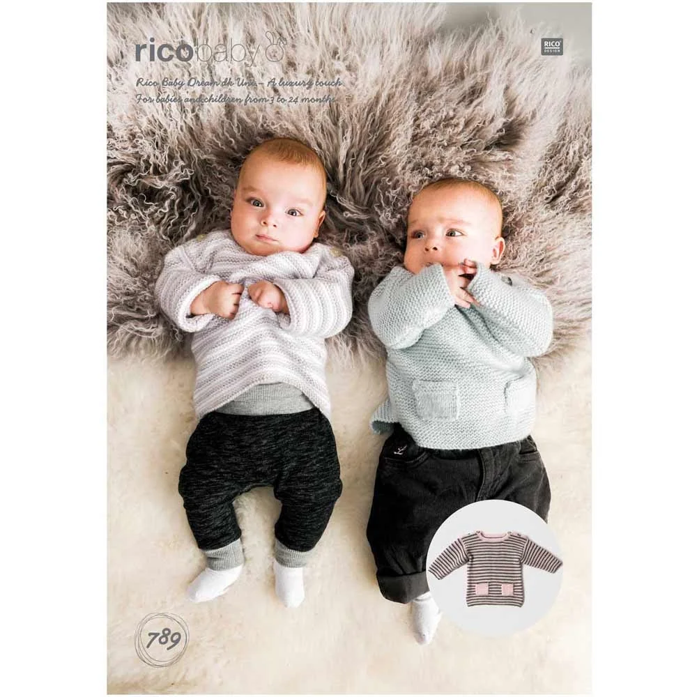 Rico Babies Sweaters Knitting Pattern in Baby Dream Uni DK - Digital Version