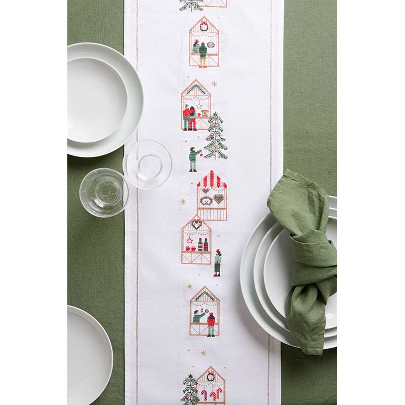 Rico Design Embroidery Kit - Table Runner Christmas Market