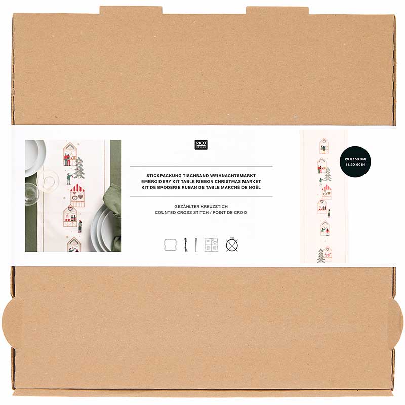 Rico Design Embroidery Kit - Table Runner Christmas Market - Image 2