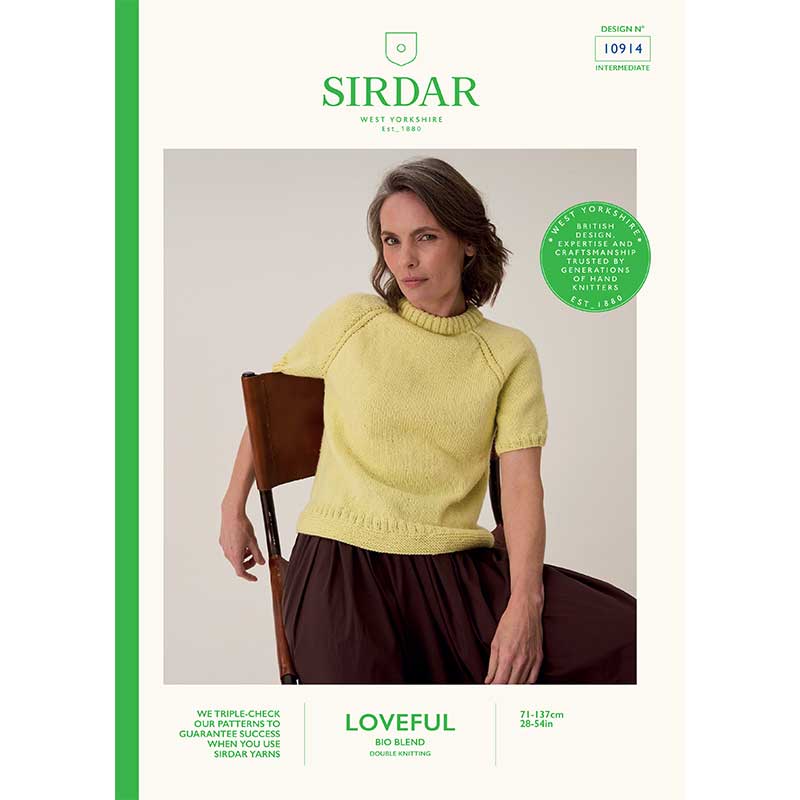 Ringwood Short Sleeve Sweater in Sirdar Loveful Bio Blend Dk - Digital Version 10914