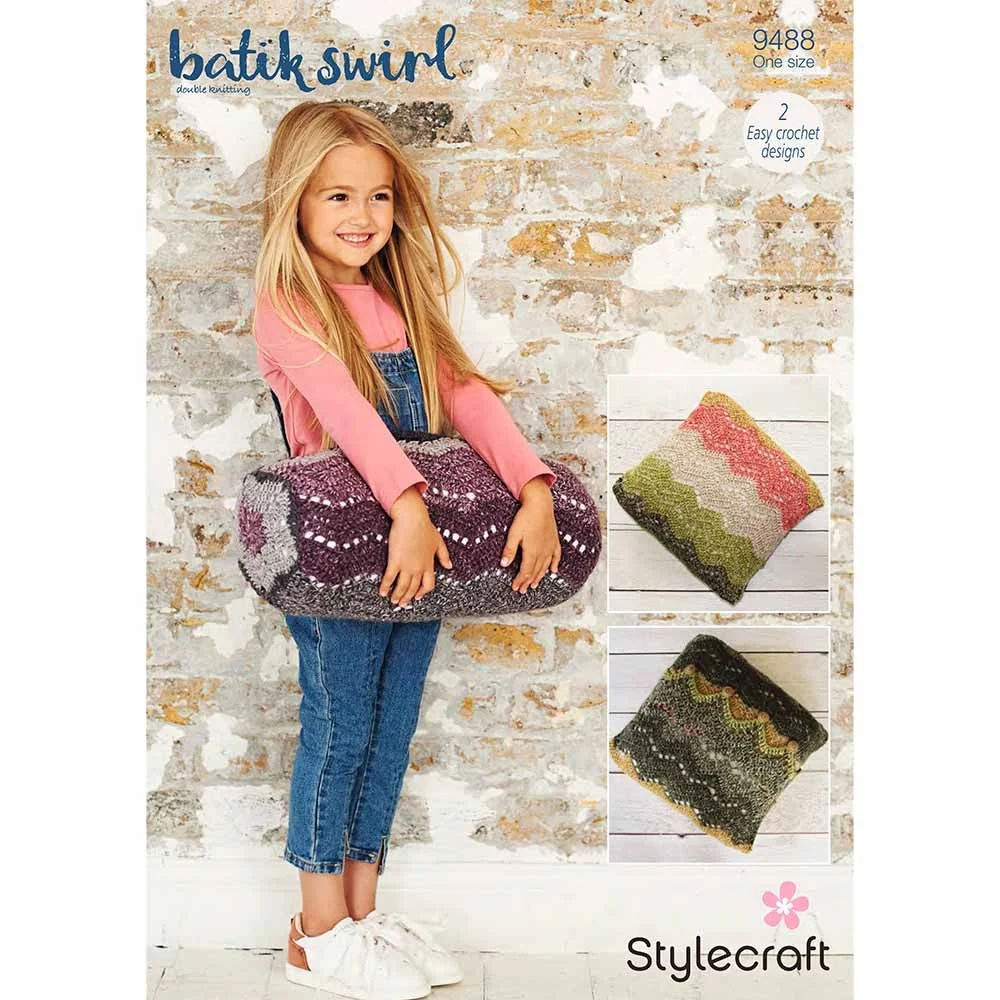 Ripple Cushion & Bolster in Stylecraft Batik Swirl DK - Digital Version