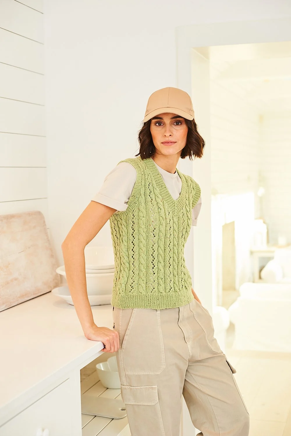 Round & V Neck Top in Stylecraft ReCreate Dk - Image 3