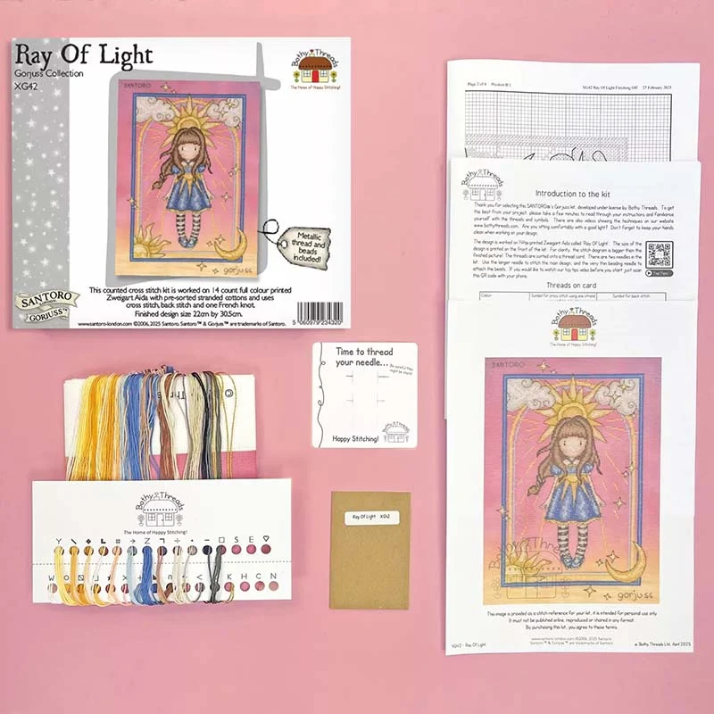 Santoro London Gorjuss: Ray of Light- Bothy Threads Cross Stitch Kit - Image 2