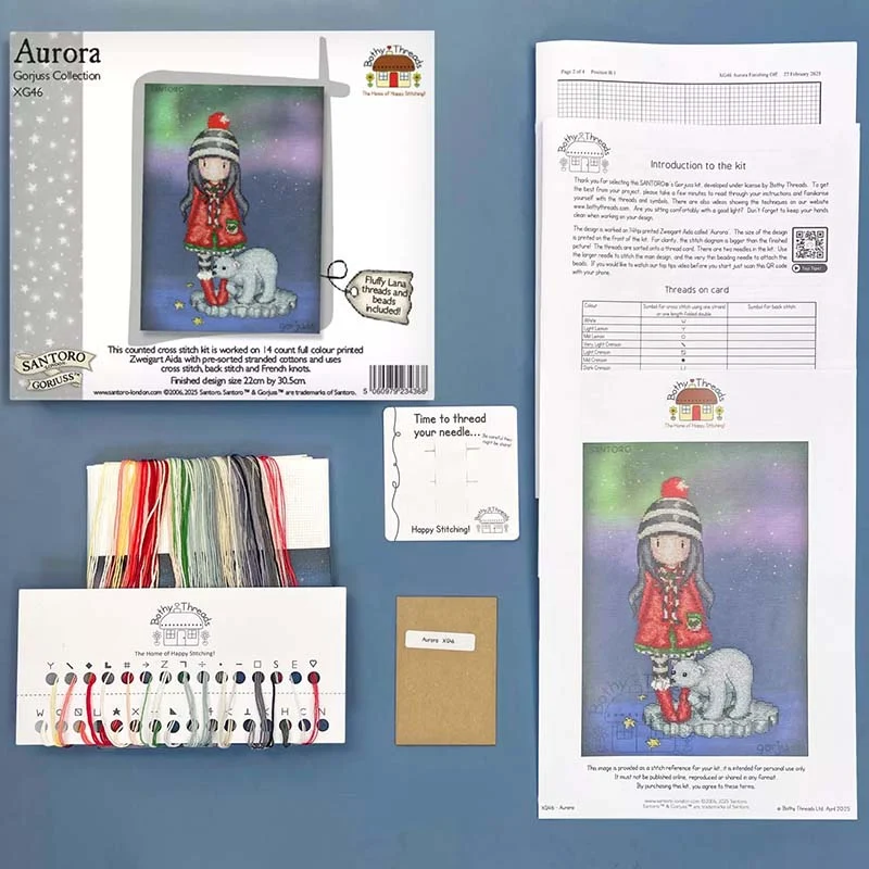 Santoro London Gorjuss: Aurora - Bothy Threads Cross Stitch Kit - Image 2