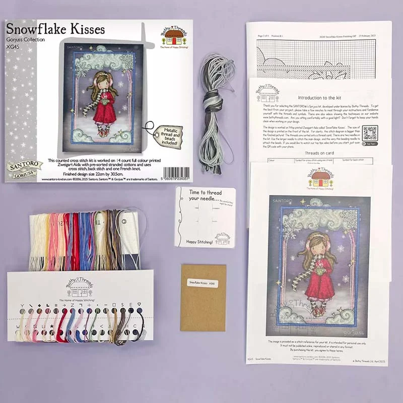 Santoro London Gorjuss: Snowflake Kisses - Bothy Threads Cross Stitch Kit - Image 2